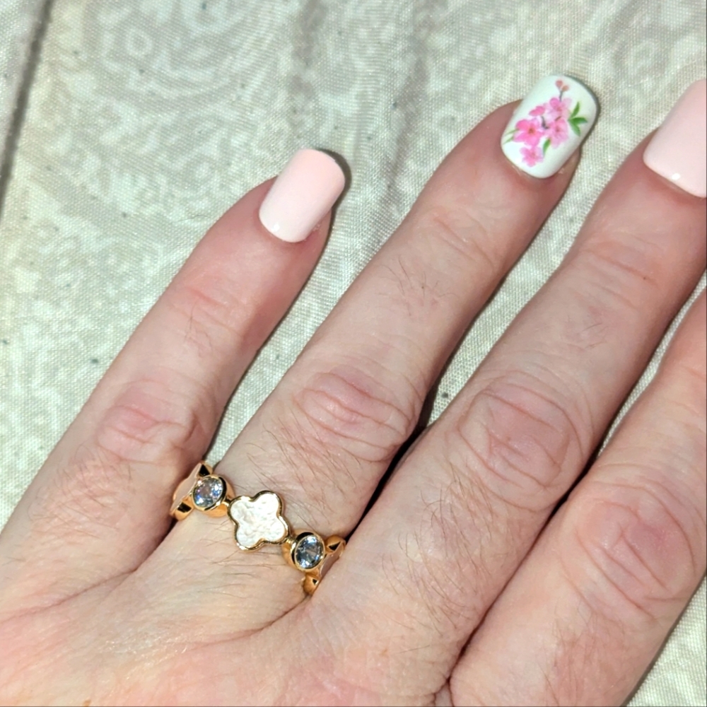 "Steffy" ring Gold over Brass by Love Stylize with Crystals- size 7